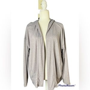 Indygena Taupe Tan Open Front Hooded Jacket size Small Activewear Hoodie Akoro